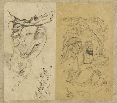 Odpoczywający mężczyzna, Isfahan, dynastia Safawidów, 1639 (atrament na papierze) autorstwa Persian School