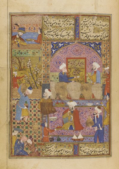 Scena w tawernie z Dywanu autorstwa Hafiza, ok.1552-53 autorstwa Persian School