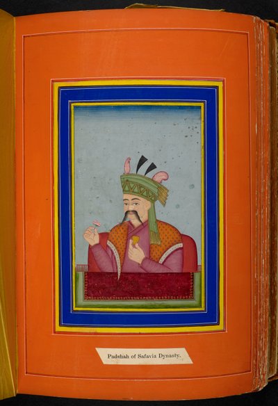 Szach Abbas I Perski (reg. 1588-1629) portret głowy i ramion, patrząc w lewo (nieprzezroczysta akwarela na papierze) autorstwa Persian School