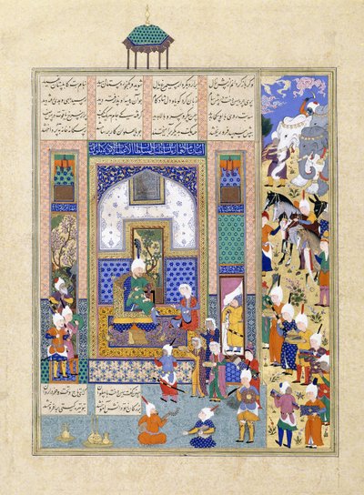 Sindukht przychodzi do Sama niosąc prezenty, ok. 1500-1540 autorstwa Persian School
