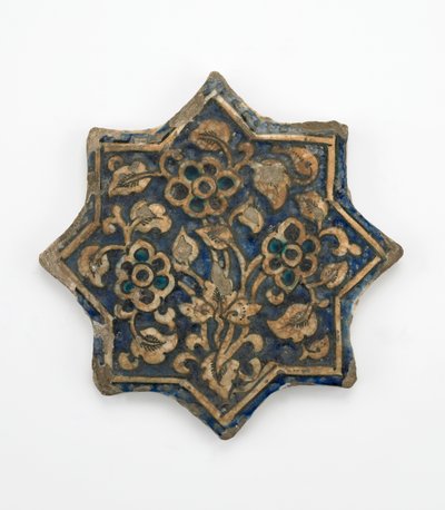 Płytka w formie ośmioramiennej gwiazdy, okres Il-Khanid, 1256-1335 (pasta kamienna, formowana i malowana pod przezroczystą glazurą) autorstwa Persian School