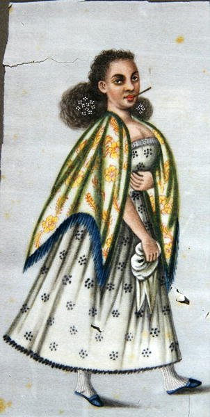 Dama z cherootem, ok. 1820 (akwarela na papierze) autorstwa Peruvian School