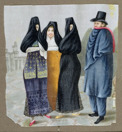 Na ulicach Limy, ok. 1820 (wc na papierze korundowym) autorstwa Peruvian School