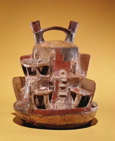 Naczynie ceramiczne przedstawiające domy położone w Andach (naczynia ceramiczne) autorstwa Peruvian School