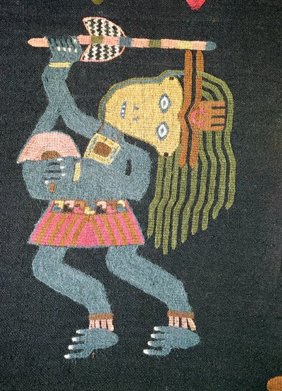 Tancerka z tkanej wełny z batutą, plemię Paracas (tekstylne) (patrz także 231826) autorstwa Peruvian School
