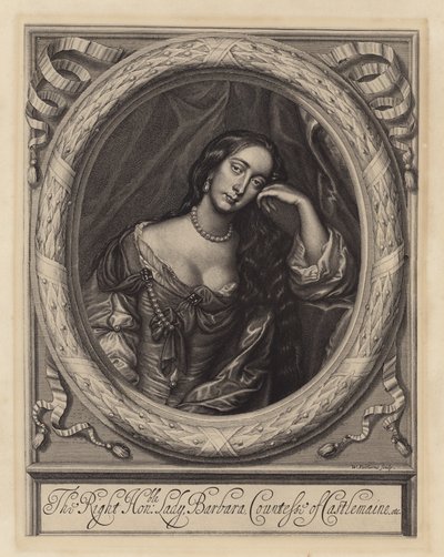 Barbara Villiers, hrabina Castlemaine, kochanka króla Karola II (grafika) autorstwa Peter (after) Lely