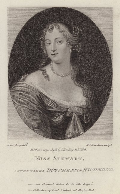 Frances Stewart, księżna Richmond (grafika) autorstwa Peter (after) Lely