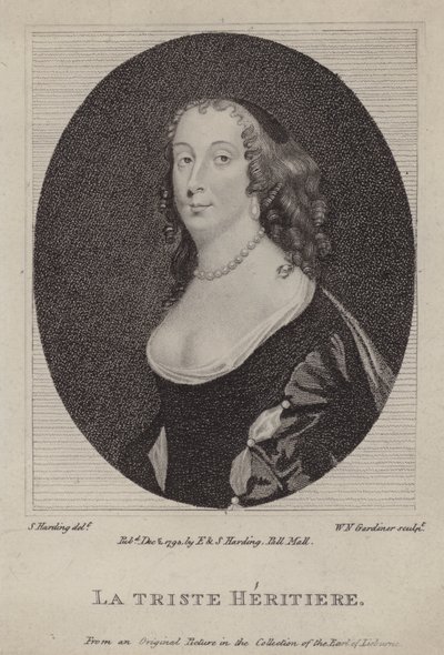 La Triste Heritiere, Anne St John, hrabina Rochester (grafika) autorstwa Peter (after) Lely