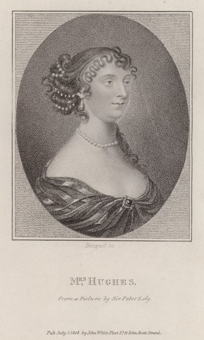 Margaret Hughes, angielska aktorka (grawerowanie) autorstwa Peter (after) Lely