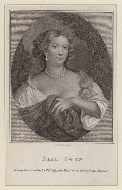 Nell Gwyn, kochanka króla Karola II (grafika) autorstwa Peter (after) Lely