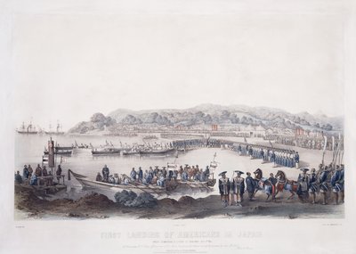 Pierwsze lądowanie Amerykanów w Japonii w Gore-Hama 14 lipca 1853 roku, autorstwa Peter Bernhard Wilhelm Heine