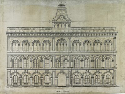 Konkurs na budynek sądu hrabstwa Kings, Chicago, Illinois, elewacja autorstwa Peter Bonnett Wight