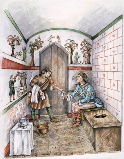 Średniowieczna latryna, ok. 1350, ok. 1990-2010 autorstwa Peter Dunn