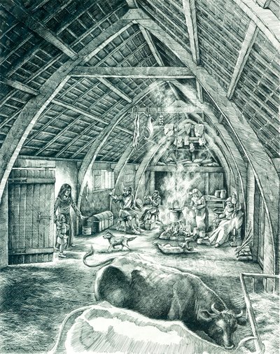 Średniowieczny dom chłopski, XIII-XV w., ok. 1980-2010 autorstwa Peter Dunn