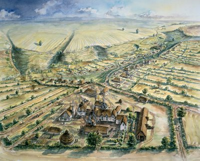 Średniowieczna wioska Wharram Percy, koniec XII wieku, ok. 1990-2010 autorstwa Peter Dunn