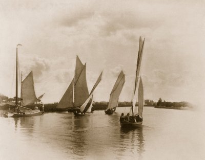 Mecz żeglarski w Horning, Life and Landscape na Norfolk Broads, 1885, autorstwa Peter Emerson und Thomas Goodall