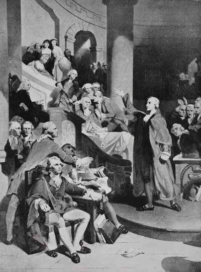 Patrick Henry wygłasza swoją słynną mowę w Izbie Gmin. autorstwa Peter Frederick Rothermel