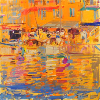 Łodzie w porcie Saint Tropez autorstwa Peter Graham (Contemporary)