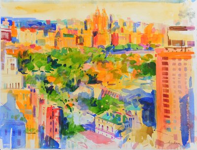 Central Park z The Carlyle (wc na papierze) autorstwa Peter Graham (Contemporary)