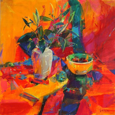 Lilie na czerwonym gruncie, 2012 autorstwa Peter Graham (Contemporary)