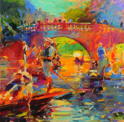 Punts, Clare Bridge autorstwa Peter Graham (Contemporary)