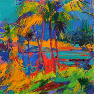 Hawaii Optical, 2024 (olej na płótnie) autorstwa Peter Graham