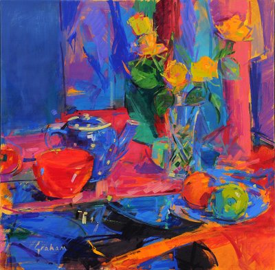 Rhapsody in Blue , 2021 (olej na płótnie) autorstwa Peter Graham