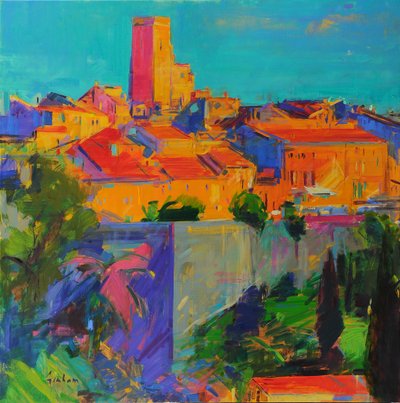 Saint-Paul de Vence, Złote światło, 2022 (olej na płótnie) autorstwa Peter Graham