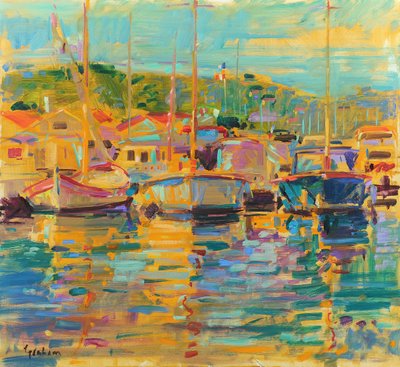 Saint-Tropez Morning, 2018 (olej na płótnie) autorstwa Peter Graham