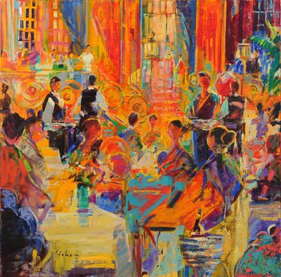 The Waldorf, 2021 (olej na płótnie) autorstwa Peter Graham