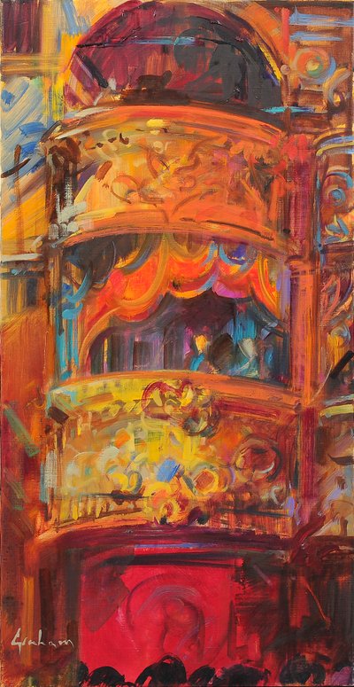 Theatre Delights London, 2021 (olej na płótnie) autorstwa Peter Graham