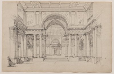 Elewacja architektoniczna (pióro i tusz na papierze) autorstwa Peter Hubert Des Vignes