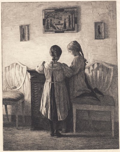 Wnętrze z dwiema małymi dziewczynkami autorstwa Peter Vilhelm Ilsted
