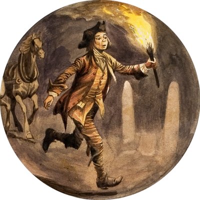Chłopiec biegnący przed powozem z pochodnią autorstwa Peter Jackson