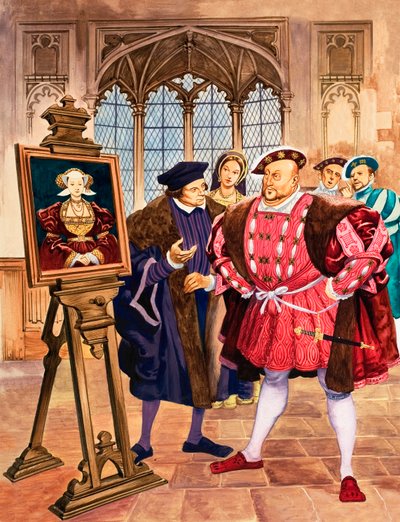 Król Henryk VIII podziwia portret Anny z Kleve autorstwa Holbeina autorstwa Peter Jackson