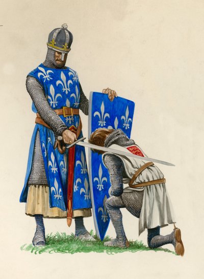 Książę Ryszard, przyszły Ryszard Lwie Serce, pasowany na rycerza przez króla Francji Ludwika autorstwa Peter Jackson