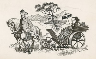 Królowa Wiktoria i John Brown (tusz na papierze) autorstwa Peter Jackson