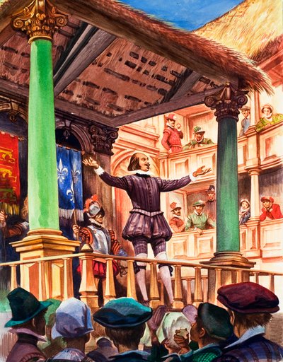 Szekspir na scenie nowo wybudowanego teatru Globe autorstwa Peter Jackson