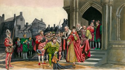 Seras Walteris Rolis užkloja apsiaustą karalienei Elizabeth Ipoli autorstwa Peter Jackson