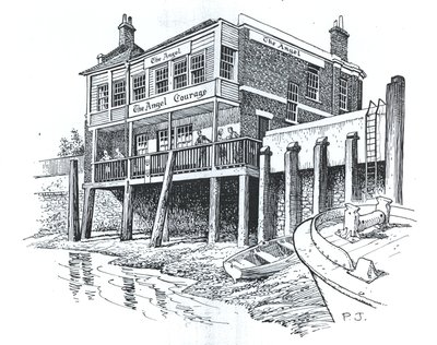 Anioł, Bermondsey, Londyn (tusz na papierze) autorstwa Peter Jackson