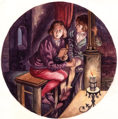 Książęta w wieży (gwasz na papierze) autorstwa Peter Jackson