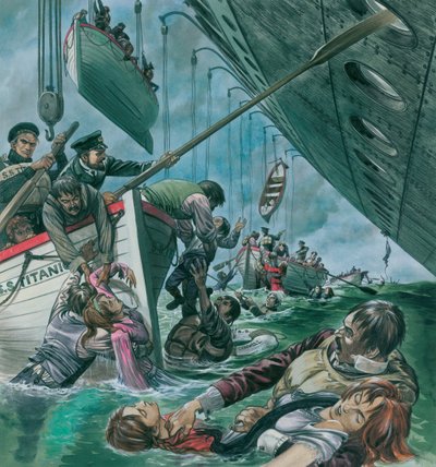 Zatonięcie Titanica (gwasz na papierze) autorstwa Peter Jackson