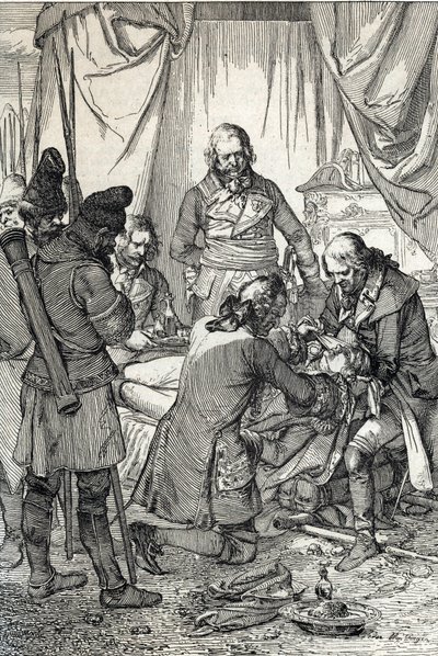 Kosciuszko insurrection: Polish hearts Tadeusz Kosciuszko (1746-1817) wounded in the Battle of Maciejowice against the Russians autorstwa Peter Johann Nepomuck Geiger
