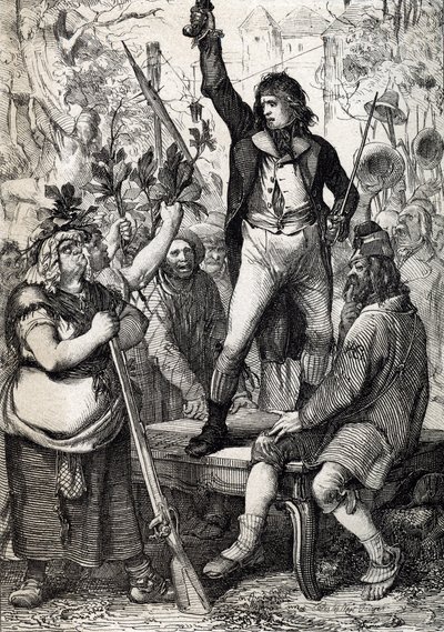 Wybuch rewolucji francuskiej w 1789 r.: zgromadzona ludność jest wzywana do wybrania koloru kokardy i wzięcia do ręki broni historycznej) autorstwa Antona Zieglera autorstwa Peter Johann Nepomuck Geiger