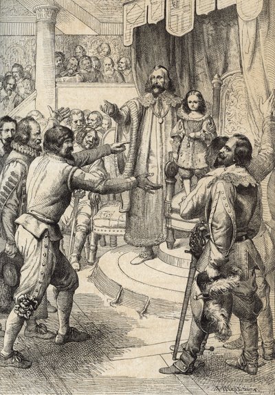 Królowa Szwecji Krystyna (1626-1689) dziecko zmarło w listopadzie 1632 r. (Chrystyna, królowa Szwecji jako dziecko w chwili śmierci jej ojca Gustawa II Adolfa) Rysunek piórem z „Historische Memorabilian des In-und Auslandes” (Pamiątki historyczne ) przez A autorstwa Peter Johann Nepomuck Geiger