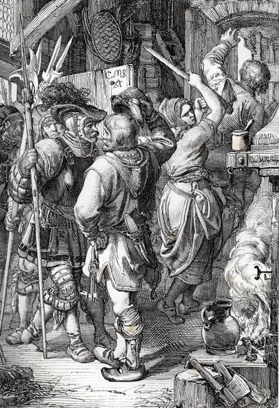 Ucieczka Gustawa I Wazy (lub Gustawa Wazy) (1496-1560) (przyszły król Szwecji) przebrał się za chłopa, aby uciec z Danii autorstwa Peter Johann Nepomuck Geiger