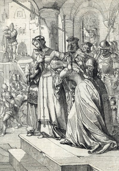 Egzekucja Lady Jane Grey (Jeanne Grey) (1537-1554) Jane Grey została stracona w 1554 roku w Tower of London (Egzekucja Lady Jane Grey) Rysunek pióra z „Historische Memorabilian des In-und Auslandes” Antona Zieglera autorstwa Peter Johann Nepomuck Geiger