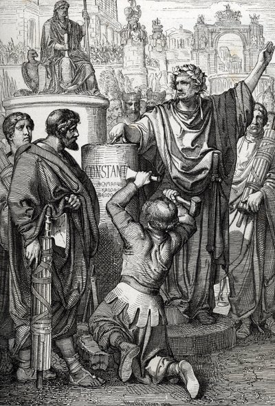 Założenie Konstantynopola przez cesarza Konstantynopola Wielkiego, który przeniósł stolicę cesarstwa do Bizancjum, które przemianował na Konstantynopol autorstwa Peter Johann Nepomuck Geiger