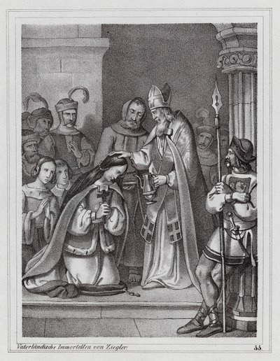 Cyryl i Metody, bizantyjscy misjonarze chrześcijańscy, IX wiek (rycina) autorstwa Peter Johann Nepomuk Geiger