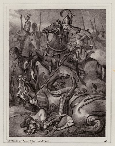 Śmierć Fryderyka II Austriackiego w bitwie nad rzeką Leitha autorstwa Peter Johann Nepomuk Geiger